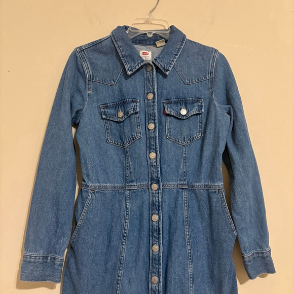 Women's Levi's Blue Denim Button-Front Mini Dress S - Picture 8 of 14